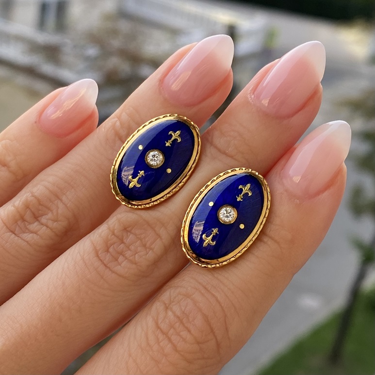 Золотые запонки с бриллиантами Faberge