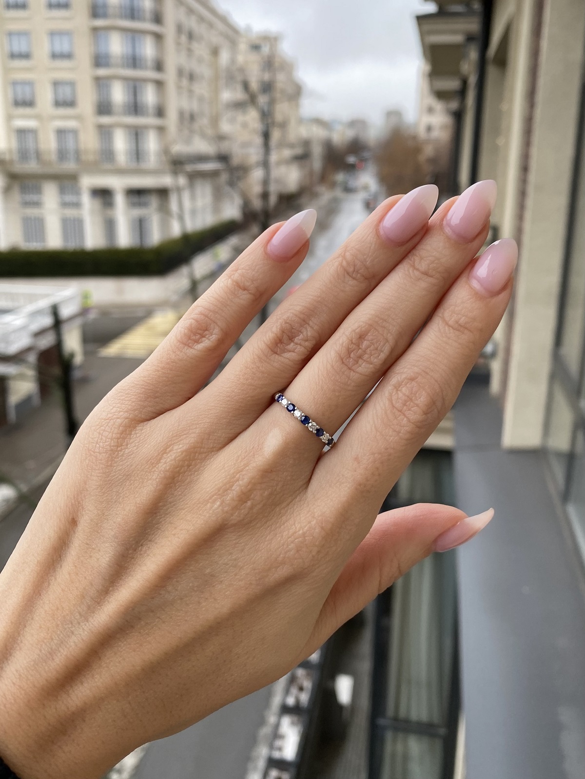 Кольцо Tiffany с бриллиантами и сапфирами