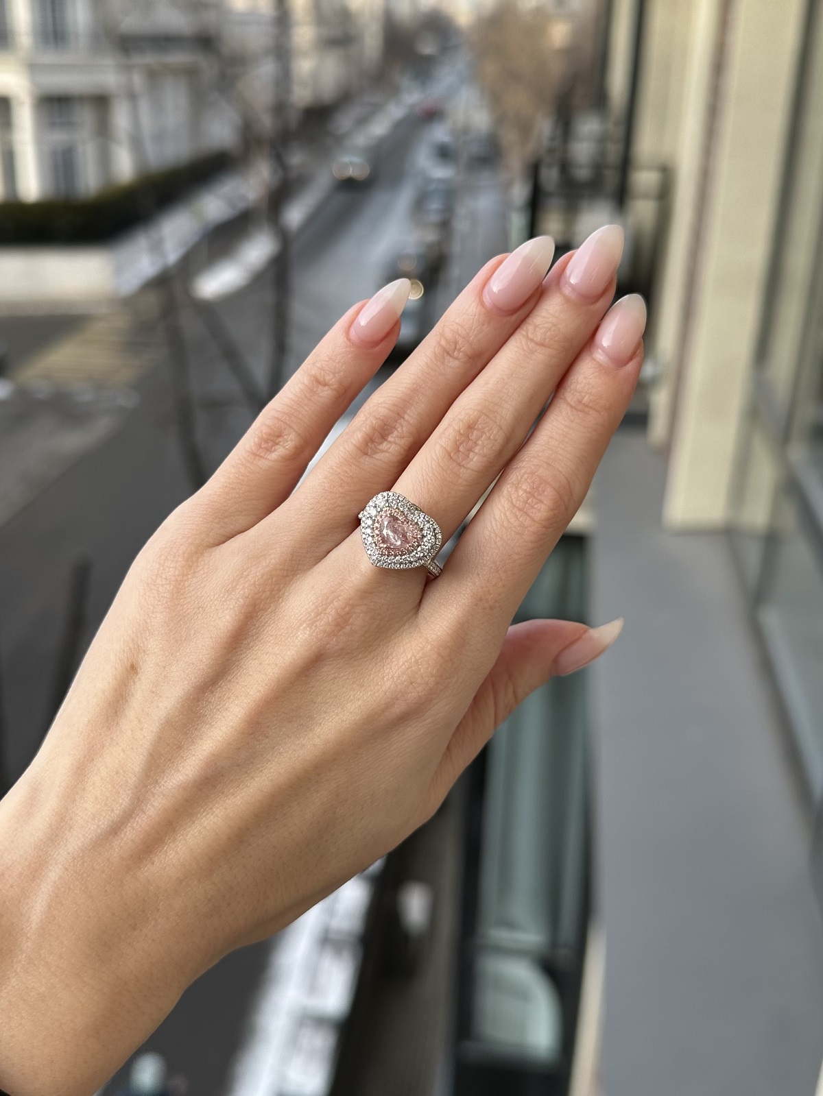 Кольцо/кулон с розовым бриллиантом